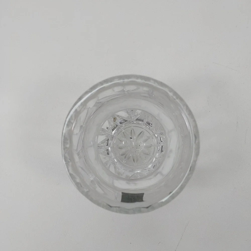 Vintage 24% Lead Crystal Vase - Cut Leaf Design Fluted Rim Star Bottom Poland